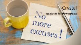 Presentation with coffee cup - Slides enhanced with no more excuses a motivational background and a lemonade colored foreground