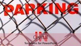  Presentation with chain link fence - Theme featuring no-parking-in-driveway-sign background and a coral colored foreground