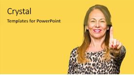  Presentation with animal print - Cool new presentation theme with no printing - beautiful middle age woman wearing backdrop and a yellow colored foreground