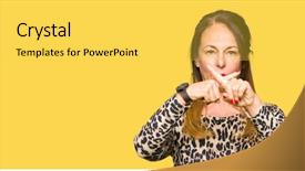  Presentation with animal print - Beautiful slides featuring no printing - beautiful middle age woman wearing backdrop and a yellow colored foreground