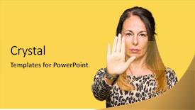  Presentation with hand print - Presentation theme consisting of no printing - beautiful middle age woman wearing background and a yellow colored foreground