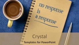  Presentation with spiral notebook - PPT theme enhanced with no-response-is-a-response background and a coral colored foreground