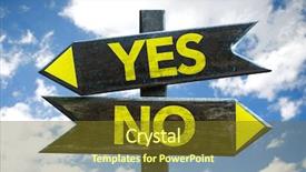  Presentation with 3d signpost - Presentation design enhanced with no risk - yes - no signpost background and a tawny brown colored foreground