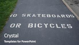  Presentation with bicycles - Amazing PPT layouts having no skateboards or bicycles sign painted on footpath backdrop and a gray colored foreground