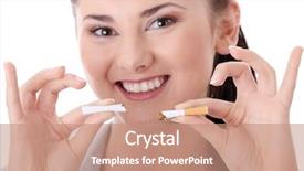  Presentation with cigarette - Presentation theme enhanced with no smoking - young woman breaking cigarette background and a coral colored foreground