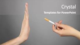  Presentation with smoking cessation - Colorful presentation design enhanced with no smoking concept woman refusing backdrop and a gray colored foreground