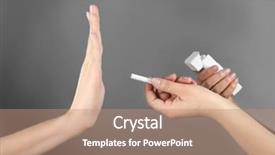  Presentation with smoking cessation - Audience pleasing PPT theme consisting of no smoking concept woman refusing backdrop and a coral colored foreground