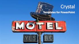  Presentation with deep blue - Amazing slides having no vacancy - retro motel sign backdrop and a teal colored foreground