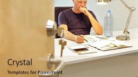  Presentation with job vacancy - Beautiful slides featuring no vacancy job working caucasian backdrop and a coral colored foreground