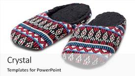  Presentation with clipping - Cool new PPT theme with no ware - slippers isolated over white backdrop and a  colored foreground