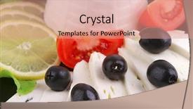  Presentation with greek feta cheese famous dairy - Presentation theme consisting of no ware - soft feta cheese served background and a  colored foreground