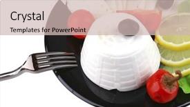  Presentation with salty - Colorful PPT layouts enhanced with no ware - soft salty cheese with vegetables backdrop and a  colored foreground