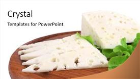  Presentation with fresh fruits salad on white - Slide deck featuring no ware - white goat cheese and salad background and a  colored foreground