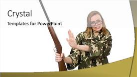  Presentation with military - Presentation theme having no weapons - girl in military uniform holding background and a  colored foreground
