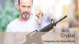  Presentation with weapon - Colorful presentation design enhanced with no weapons - middle age senior hoary criminal backdrop and a soft green colored foreground