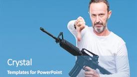  Presentation with weapon - Cool new slide set with no weapons - middle age senior hoary criminal backdrop and a teal colored foreground