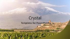  Presentation with view of the vinales valley - Slide deck having noah - grape field in ararat valley background and a coral colored foreground