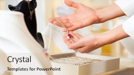  Presentation with female - Audience pleasing theme consisting of nobel - female jeweller or designer presenting backdrop and a soft green colored foreground