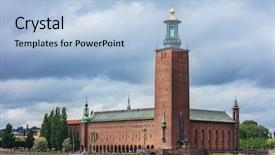  Presentation with city - PPT theme having nobel - view of city hall stadhuset background and a light blue colored foreground