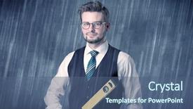  Presentation with graphic - Presentation having nobel - young handsome man holding tool background and a  colored foreground