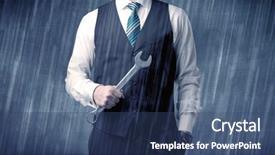  Presentation with graphic - Slide deck enhanced with nobel - young handsome man holding tool background and a  colored foreground