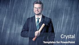  Presentation with graphic - Cool new presentation design with nobel - young handsome man holding tool backdrop and a ocean colored foreground