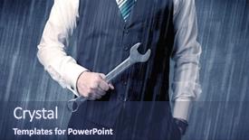  Presentation with graphic - Cool new theme with nobel - young handsome man holding tool backdrop and a ocean colored foreground