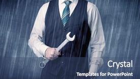  Presentation with sterilization tool - Colorful PPT theme enhanced with nobel - young handsome man holding tool backdrop and a ocean colored foreground