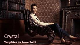  Presentation with elegant - Beautiful slide deck featuring nobleman - elegant handsome young man sitting backdrop and a wine colored foreground