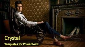  Presentation with elegant - PPT layouts with nobleman - elegant handsome young man sitting background and a wine colored foreground