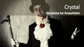  Presentation with vampire - Cool new PPT theme with nobleman - handsome male vampire backdrop and a tawny brown colored foreground