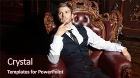  Presentation with luxury fashion - Beautiful PPT theme featuring nobleman - imposing well dressed man sitting backdrop and a wine colored foreground