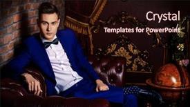 Presentation with luxury fashion - Slide deck consisting of nobleman - imposing well dressed man background and a  colored foreground