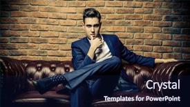  Presentation with luxury fashion - Beautiful presentation theme featuring nobleman - imposing well dressed man backdrop and a navy blue colored foreground