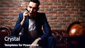  Presentation with luxury fashion - Amazing slide deck having nobleman - imposing well dressed man backdrop and a  colored foreground