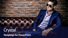  Presentation with luxury fashion - Colorful PPT theme enhanced with nobleman - imposing well dressed man backdrop and a  colored foreground