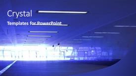  Presentation with nobody - Presentation theme consisting of nobody in hall corridor background and a navy blue colored foreground