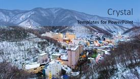  Presentation with hot springs - Colorful PPT layouts enhanced with noboribetsu-japan-hot-springs-town backdrop and a teal colored foreground
