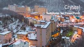  Presentation with hot springs - PPT theme having noboribetsu-japan-hot-springs-town background and a gray colored foreground