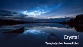  Presentation with clouds - PPT theme featuring noctilucent clouds over the lake background and a ocean colored foreground