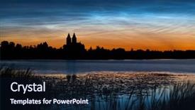  Presentation with leadership clouds - Cool new PPT theme with noctilucent clouds over the lake backdrop and a navy blue colored foreground