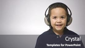  Presentation with music on a pa system - Slides with nod - boy listening to music background and a dark gray colored foreground