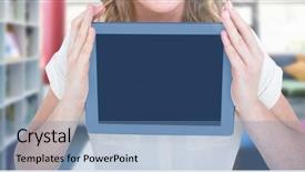  Presentation with digital library - Amazing PPT layouts having nod - digital composite of womans hands backdrop and a teal colored foreground