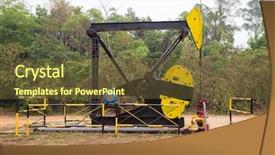  Presentation with well - Slide deck consisting of nod - pumpjack in an oil well background and a tawny brown colored foreground