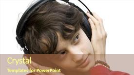  Presentation with music watermark - Presentation design having nod - young girl listening music background and a  colored foreground