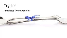  Presentation with falling spoon - Audience pleasing presentation design consisting of nodes relations - spoon and fork isolated backdrop and a  colored foreground