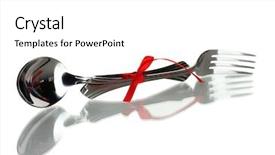  Presentation with spoon - Audience pleasing slides consisting of nodes relations - spoon and fork isolated backdrop and a  colored foreground