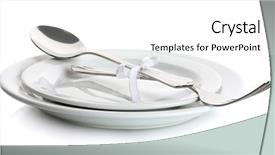  Presentation with white marble plate marble - PPT layouts enhanced with nodes relations - spoon and fork on plate background and a  colored foreground