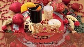  Presentation with gold red - Presentation design enhanced with noel sign mulled wine mince background and a red colored foreground