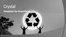  Presentation with recycle glass waste for recycling - Presentation theme having noice pollution - silhouettes of young couple background and a  colored foreground